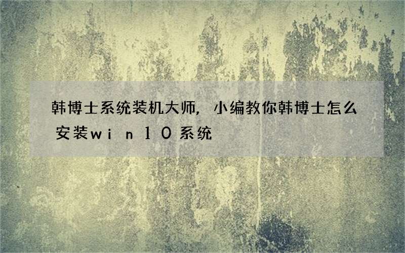 韩博士系统装机大师,小编教你韩博士怎么安装win10系统