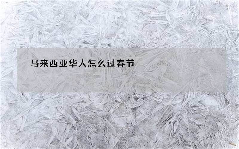 马来西亚华人怎么过春节