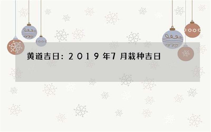 黄道吉日：2019年7月栽种吉日