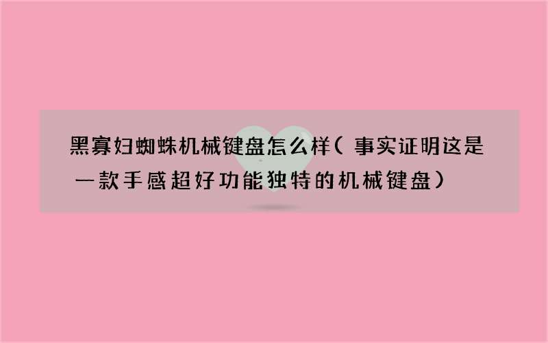 事实证明这是一款手感超好功能独特的机械键盘 黑寡妇蜘蛛机械键盘怎么样